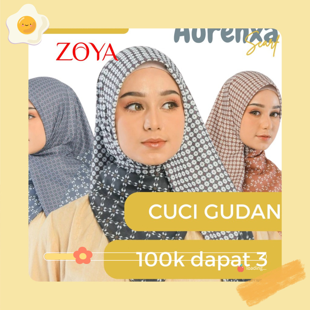 Zoya AURENXA Scarf - CUCI GUDANG Kerudung Hijab Segi Empat Scarves Motif Voal Printing Promo Diskon 
