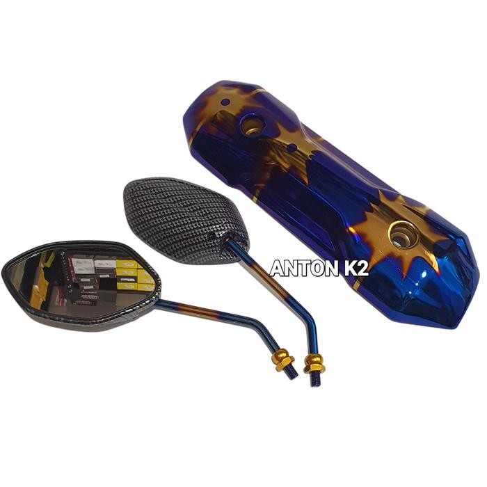 TUTUP TAMENG KNALPOT TWOTONE VARIASI MOTOR BEAT FI NEW-BEAT STREET/POP - motif D, HONDA MATIC