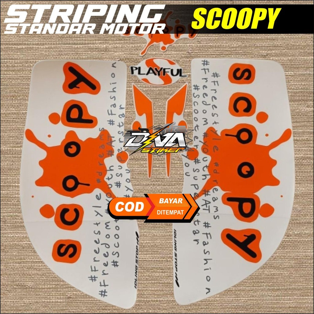 stiker striping honda scoopy playful 2018 cream lis body standar berkualitas original