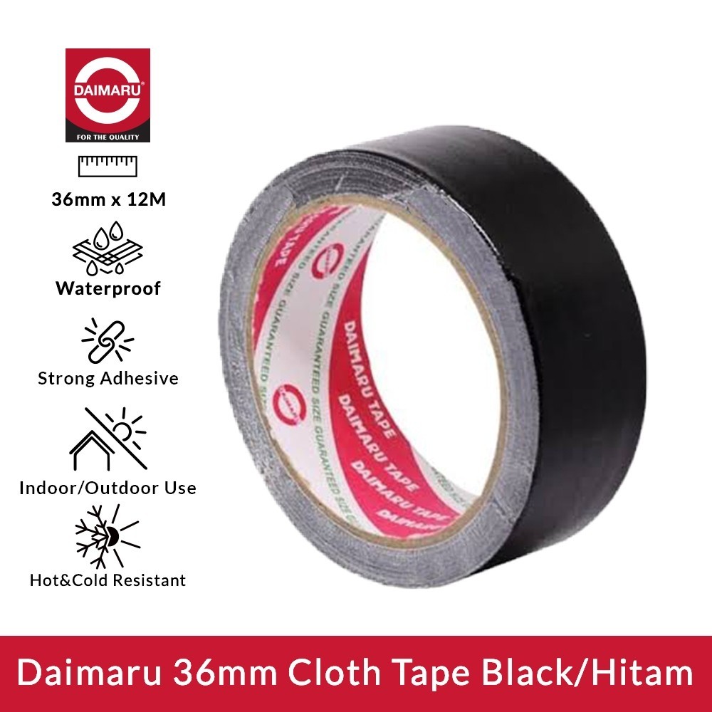 

Daimaru Cloth Tape 36 mm x 12 meter / 1.5 Inch - Lakban Kain Warna Hitam