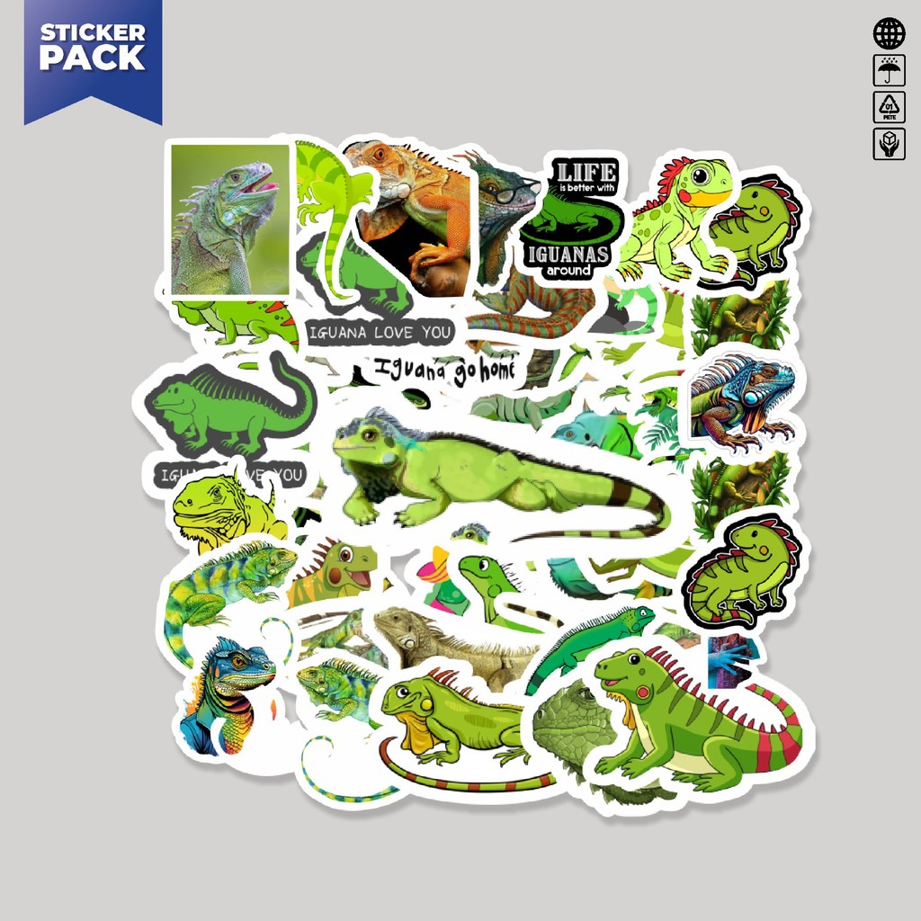 

[100PCS]Stiker Pack Stiker Hewan Iguana Aesthetic Vinyl Anti Air Dekorasi Sticker Laptop Buku Journal Koper Helm Casing HP Gitar Helm Skateboard