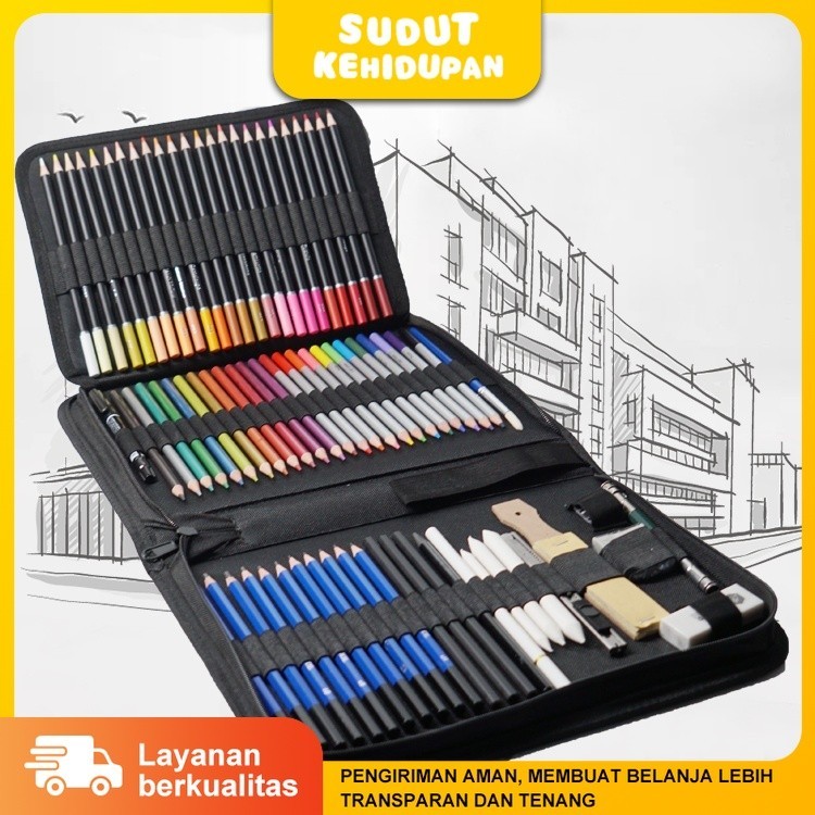 

100 Set Alat Gambar dan Sketsa Pensil Warna Air dan Minyak Set Gambar dan Sketsa Tas Penyimpanan