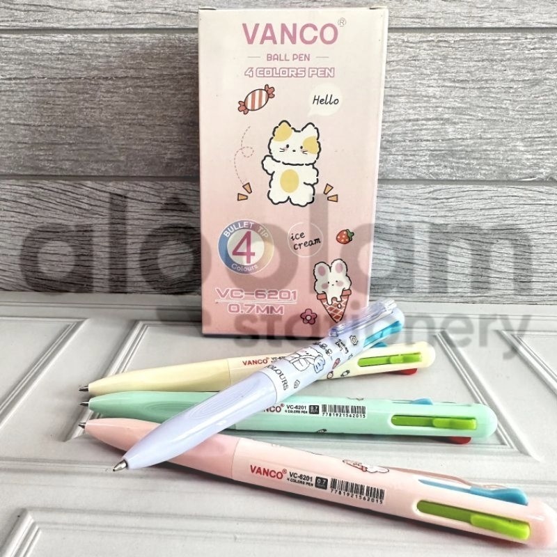

ECER ( 1 PCS ) Pulpen Cetek 4 Warna Vanco lengkap