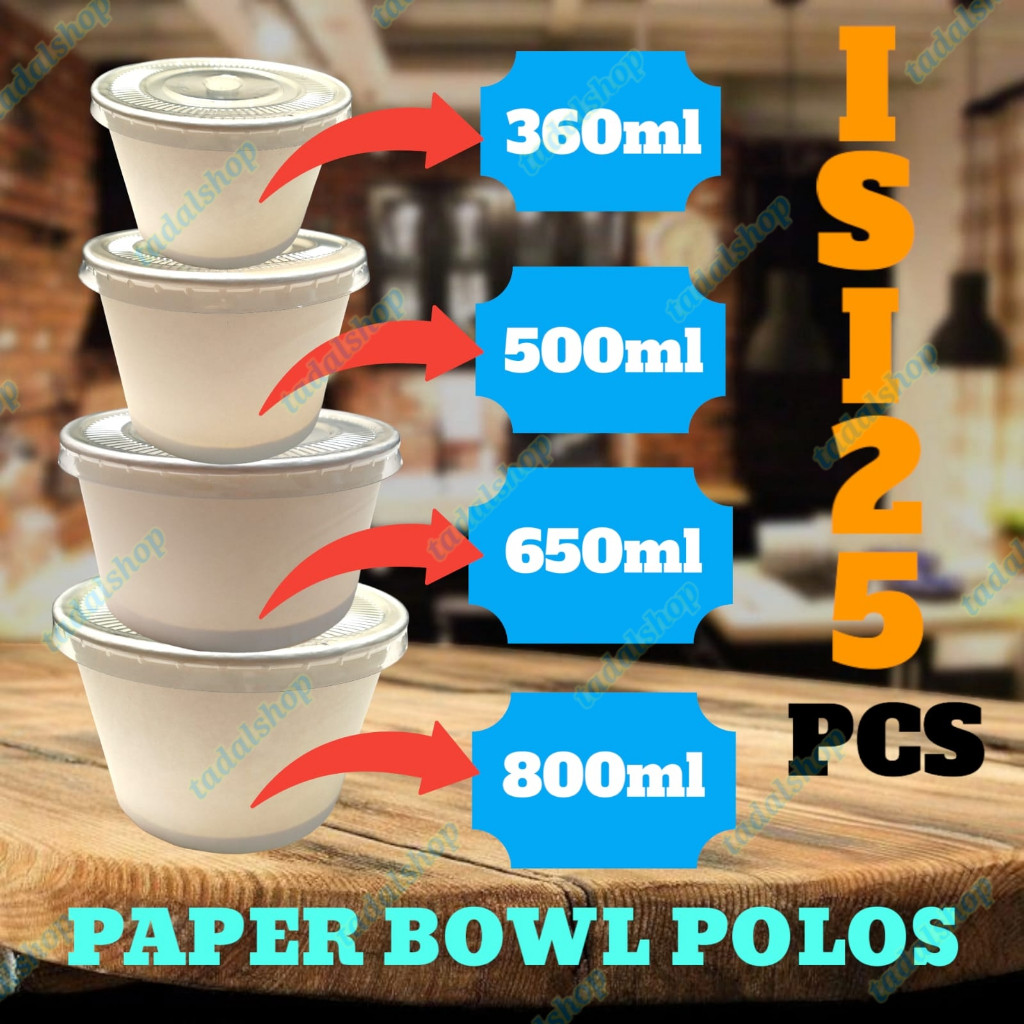 grosir paper bowl  mangkok kertas semua ukuran paper bowl tebal paper bowl 360ml 500ml 650ml 800ml +