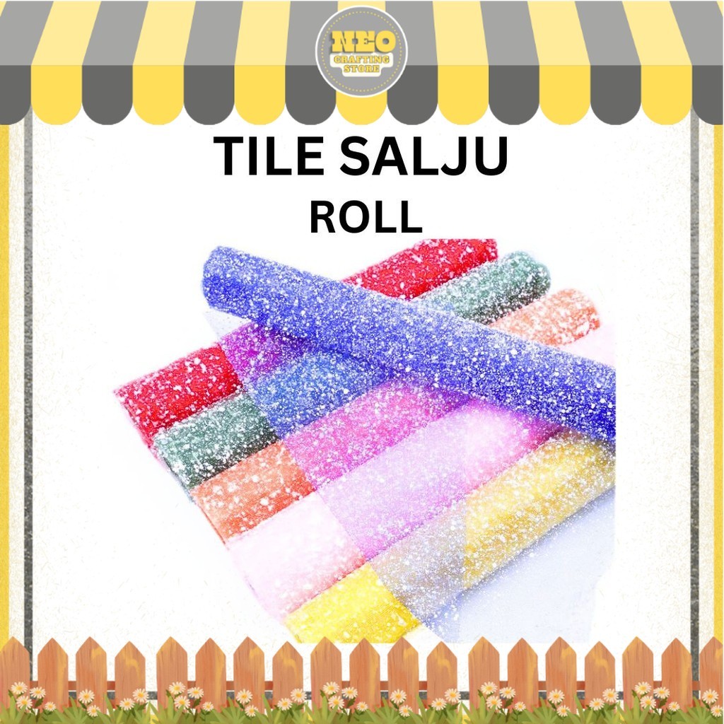 

Kain TILE SALJU / Snow Mesh Tile per roll BUKET BUNGA FLOWER WRAPPING / Snow Flake Poly Mesh