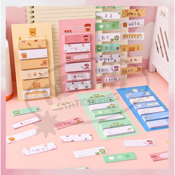 

AS PROMO - Kertas Memo Karakter 6IN1 Tempelan Catatan 120 Lembar Pembatas Buku Hewan Lucu S-SN022