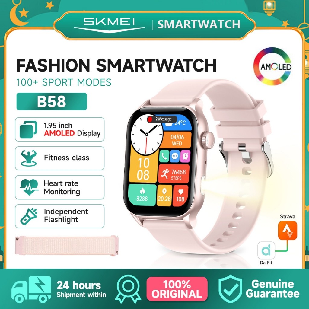 SKMEI B58 Smartwatch Amoled Touch Screen IP67 Waterproof Jam Tangan Pria Bluetooth Call /SKMEI Smart