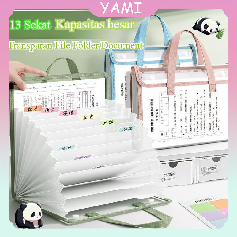 

13 Sekat Transparan File Folder / Document Bag / Tas Dokumen File A4 / File Organizer Praktis Untuk Kantor/Sekolah