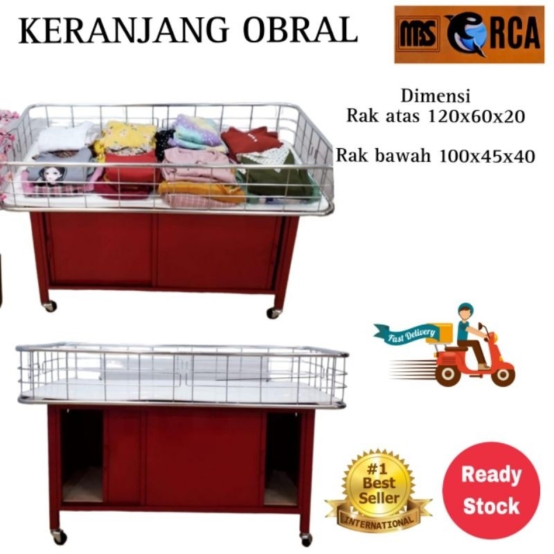 Box Obral MBS Rak Wagon Keranjang obral Keranjang Display Baju
