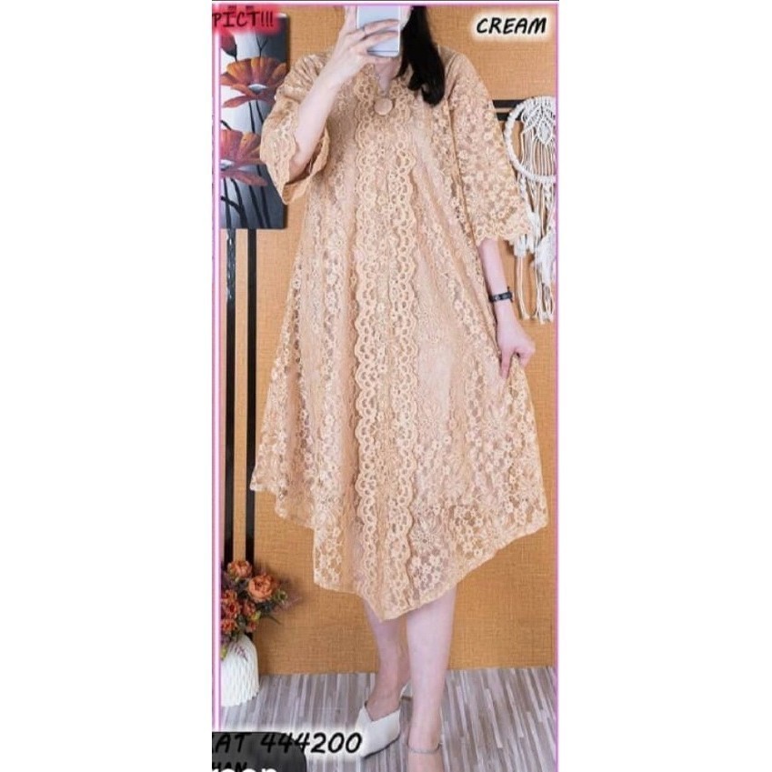 VK   Dres brokat kelelawar kartini kepala reand/LONGRES BEBYDOL SHOOPY Dress Kartini Brukat Kancing 