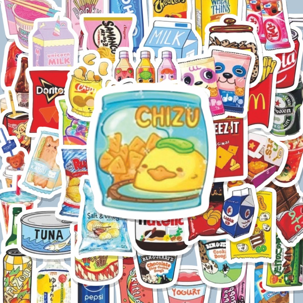 

100PCS Lucu Stiker You Don't Know Food/ Stiker Makanan & Minuman ringan Stiker Aesthetic Stiker Anti Air Stikers Berperekat Waterproof sticker decal buat Motor Helm Buku Journal Koper Casing HP Laptop Botol Minum Hadiah anak