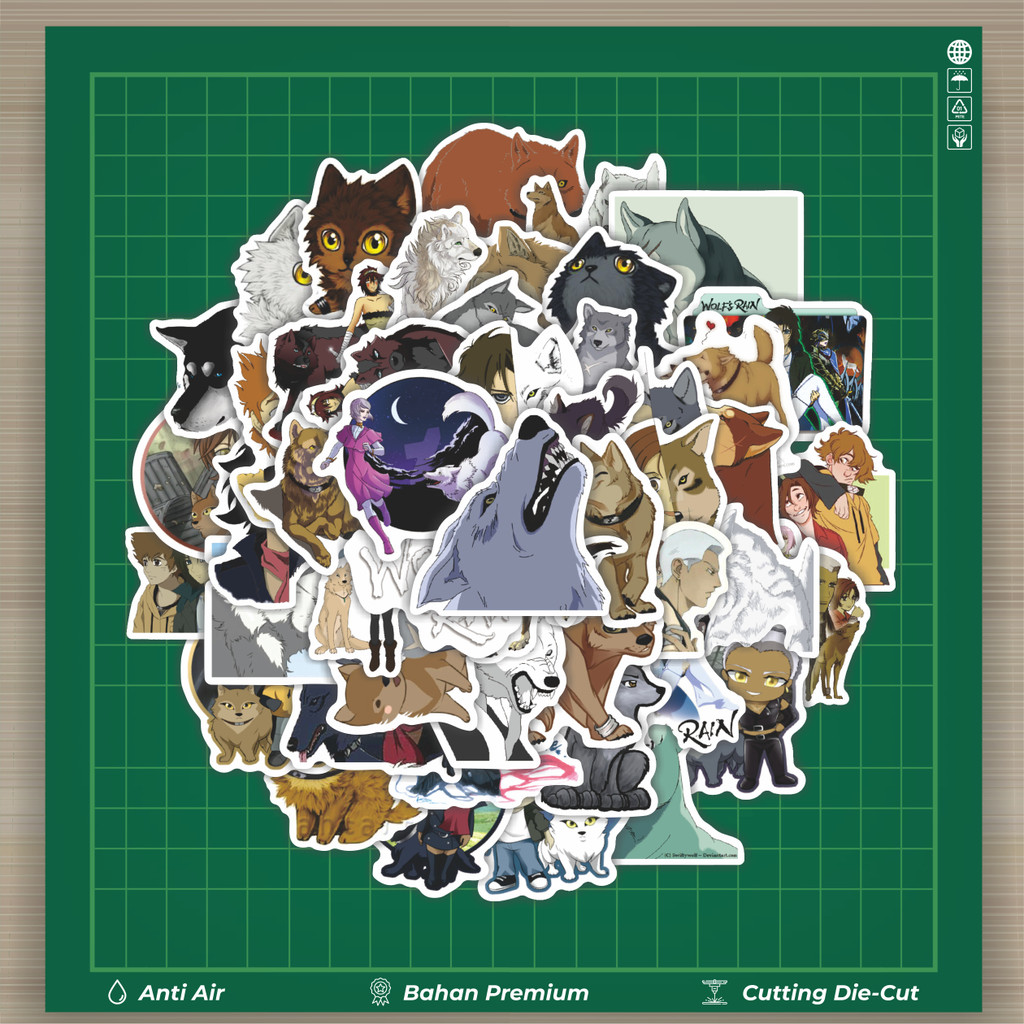 

HOT 50 PCS STIKER Sticker Anime Wolf's Rain Stiker Fashion Cars Decal Dingin Kartu Album Custom Vinyl Anti Air- Sticker Aesthetic Buku Journal Koper Casing HP Tablet Laptop Helm Motor Botol Minum