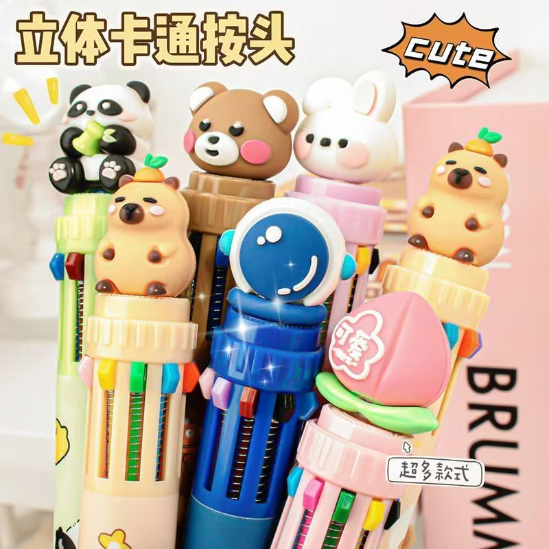 

Pulpen Gel Mekanik Retractable 0.5mm - 10 Warna Warni Desain Lucu Aesthetic Multifungsi 10 In 1 Untuk Drawing Alat Tulis