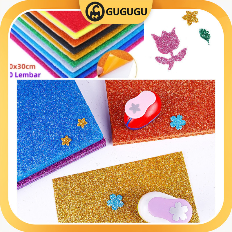 

【Ready】10 Lembar Menebal Eva Foam Art Glitter Sticker Papel Goma Glitter Sticker A4 Eva Foam Art Sticker Glitter