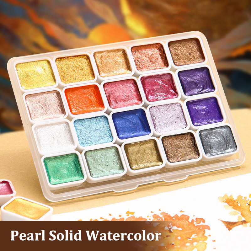 

Solid Watercolor Paint Set Watercolor Paper Supplies Travel Metallic Watercolor Pigment for Beginner Art Drawing Painting Tool