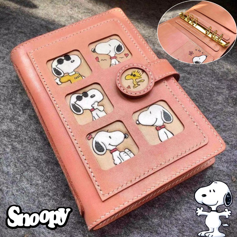 

A6 Snoopy Notebook Cartoon Retro Leather Cover Replaceable Paper Inner Binder Notepad Diary Planner Scrapbook School Stationery