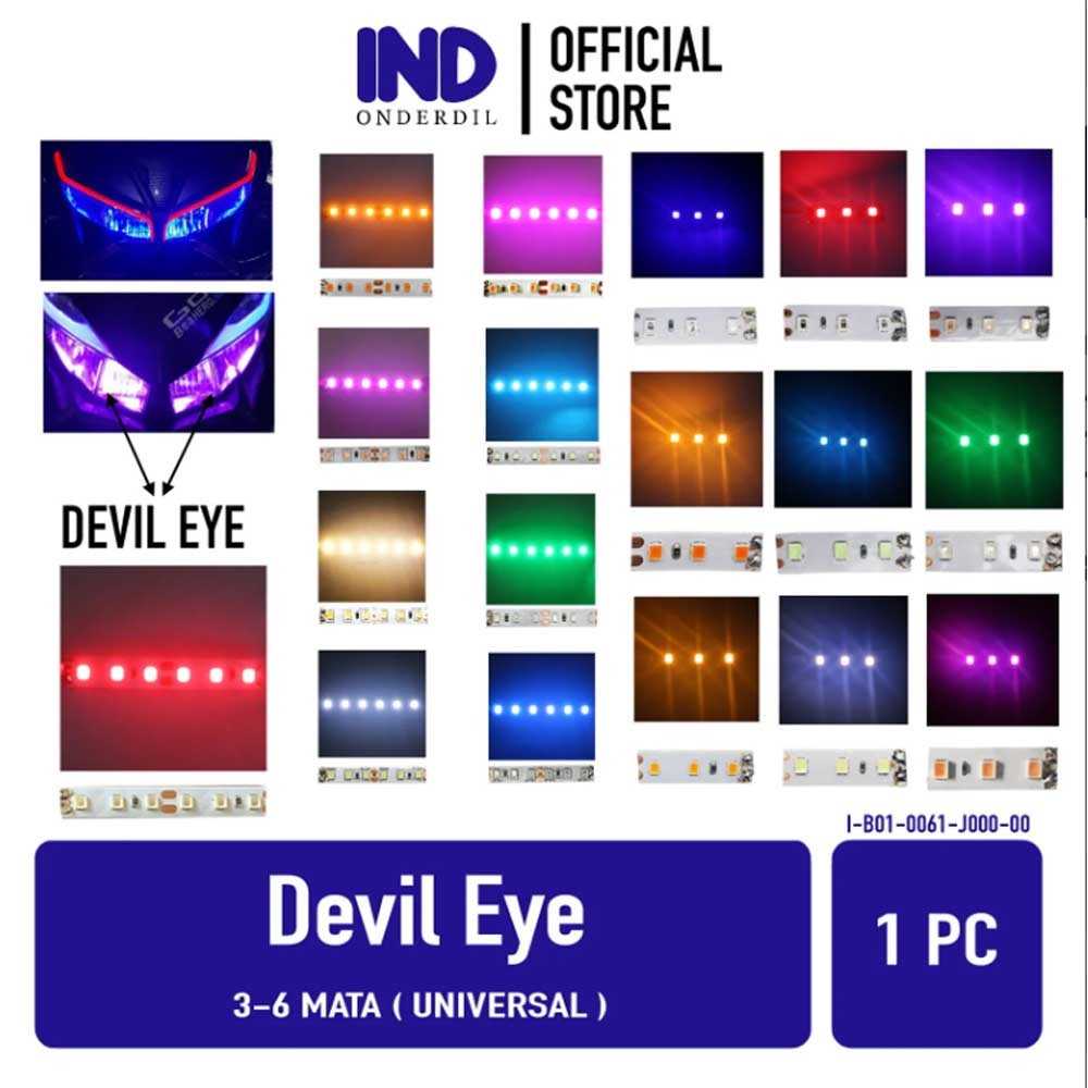 1 PC Lampu Variasi Alis Demon-Devil Eyes-Eye 3 6 Mata-LED-Titik Terang 12V-12 Volt-V Putih-Merah-Bir