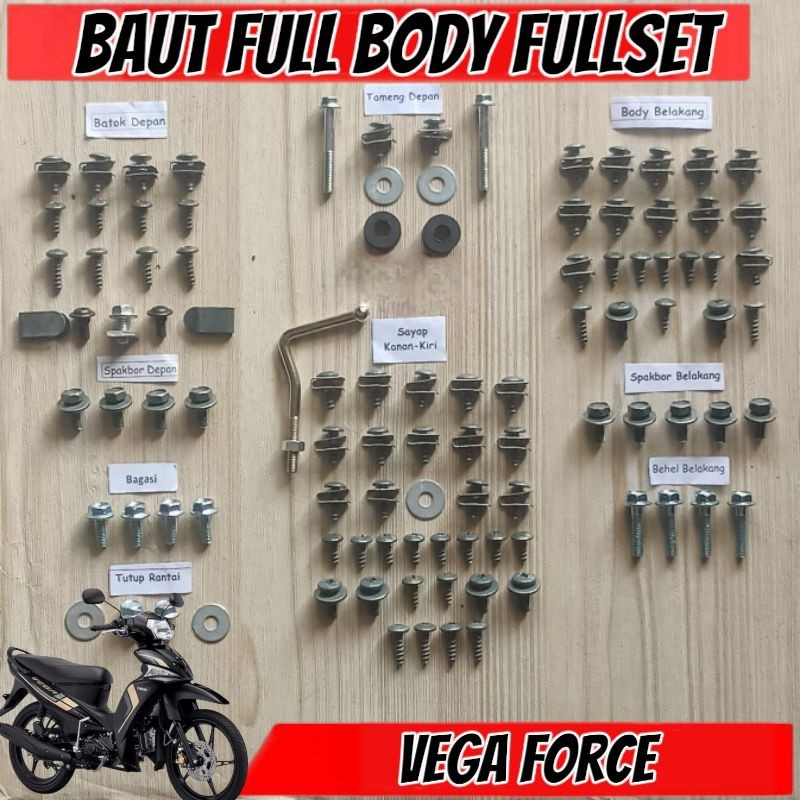 Baut Full Set Cover Body Yamaha Vega Force 115 FI / Baut Full Body Vega Force Lengkap
