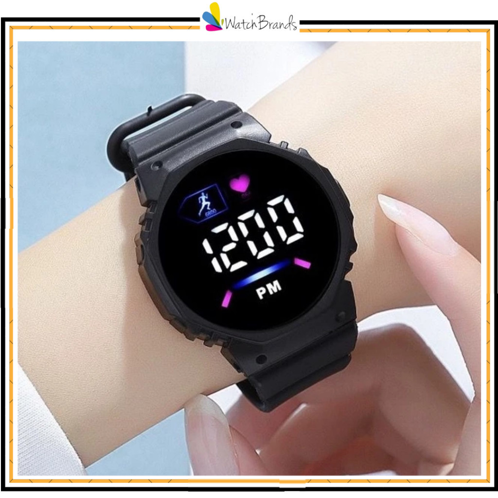RM012 Jam Tangan LED Digital Pria Wanita Rubber Electronic Fashion Couple Anak Remaja Premium RM012