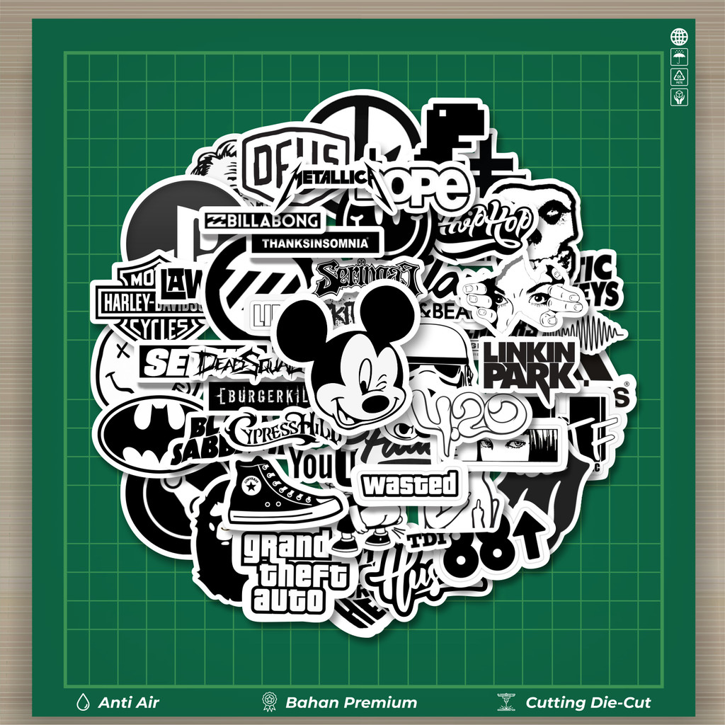 

HOT 50 PCS STIKER Stiker Random Aesthetic Black & White Versi 1 Stiker Fashion Cars Decal Dingin Kartu Album Custom Vinyl Anti Air- Sticker Aesthetic Buku Journal Koper Casing HP Tablet Laptop Helm Motor Botol Minum