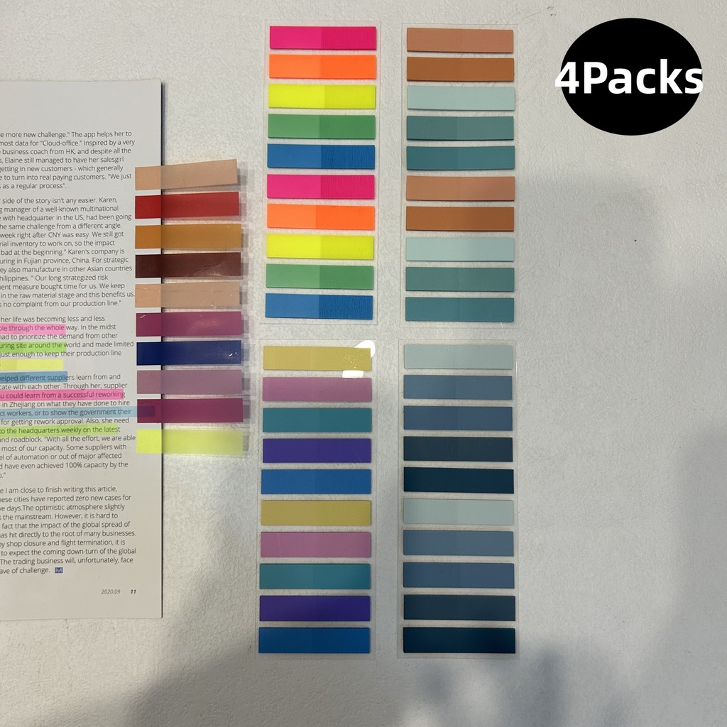 

4Packs Transparent Colorful Index Creative Memo Pads Office School Stationery Self-Adhesive Stickers Sticky Note Pads