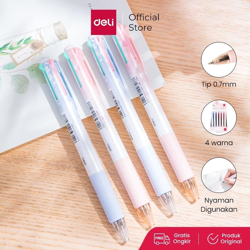 

Terbagus Deli Pulpen Retractable Sakuraru Series Lucu Bullet tip 0.7mm 4 warna S311