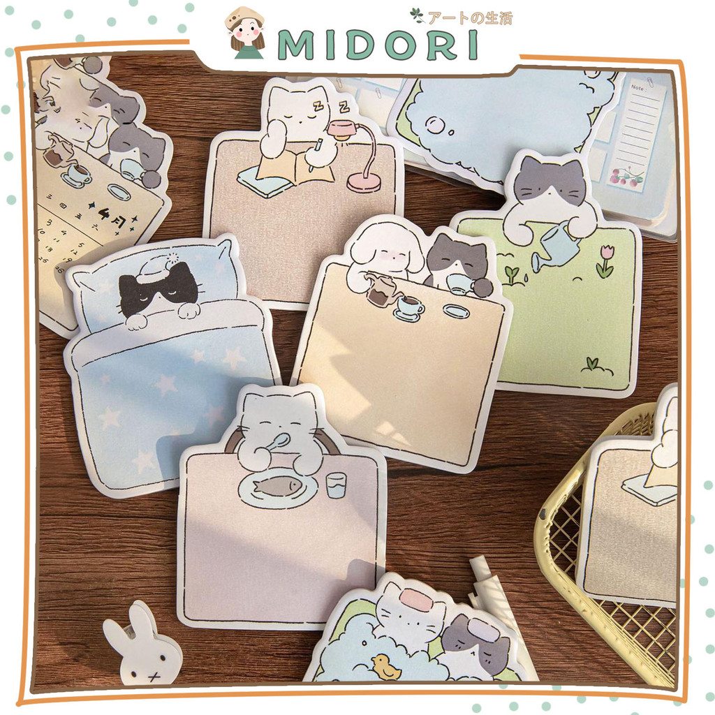 

[MIDORI] 30Pcs MEMO CAT LIFE SMALL THATER SERIES Cute Note Memo Diary Lucu Paper Notepad - C0078