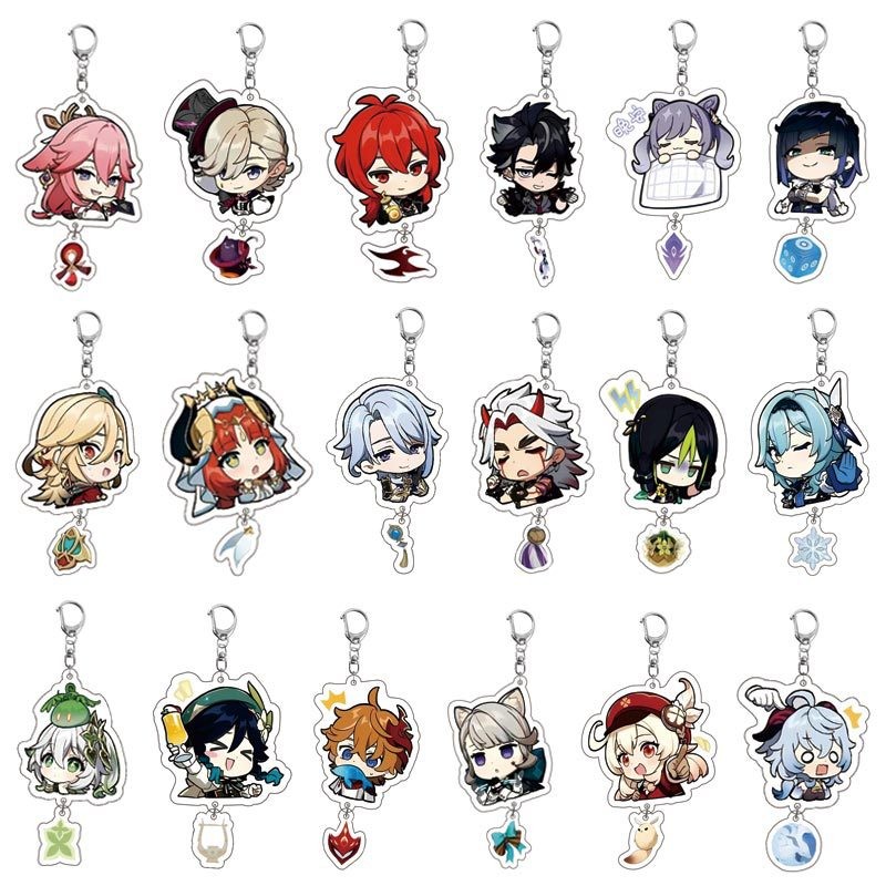 Impact Keychain Furina Neuvillette Wriothesley Hutao Zhongli Wanderer Diluc Nahida Acrylic Key Chain