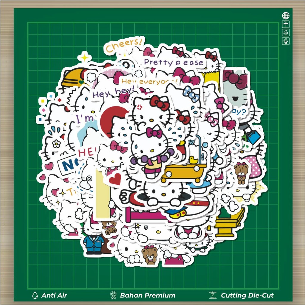 

HOT 50 PCS STIKER Stiker Kartun Hello Kitty V4 Stiker Fashion Cars Decal Dingin Kartu Album Custom Vinyl Anti Air- Sticker Aesthetic Buku Journal Koper Casing HP Tablet Laptop Helm Motor Botol Minum