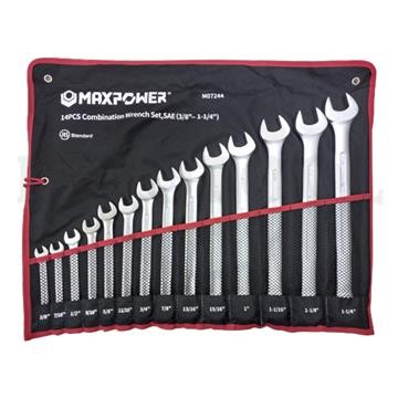 14 Pcs Kunci Ring Pas Set Inch 3/8 - 1-1/4"  Combination Wrench Set Inch MAXPOWER