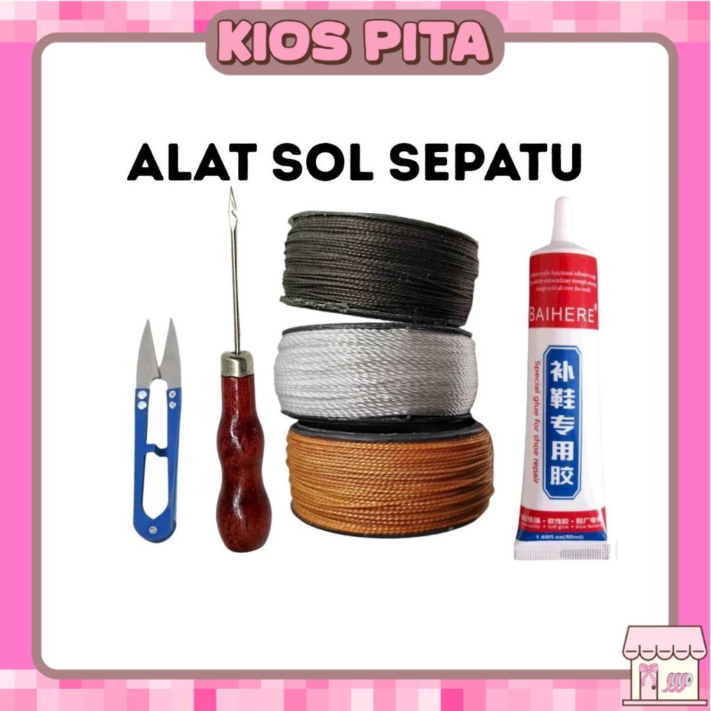 Benang Nilon sol sepatu / Jarum Sol Sepatu / Lem Sol