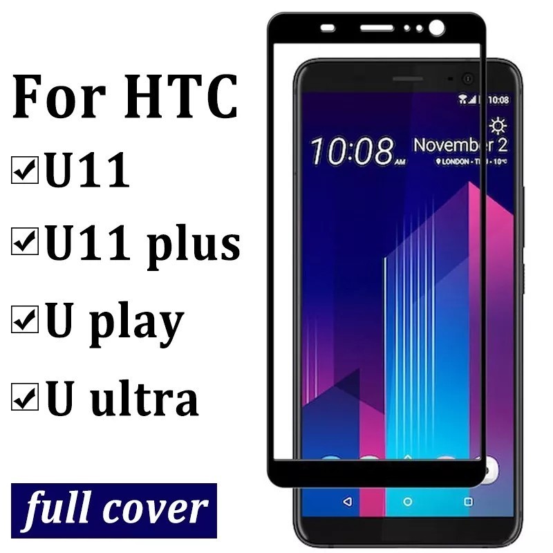 TEMPERED GLASS WARNA HTC U11 PLUS FULL COVER
