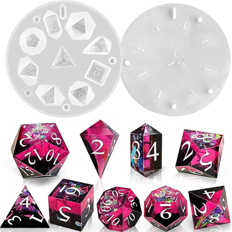 

DIY DND Sharp Edge Dice Silicone Mold for 9Pcs Resin Dice Mold