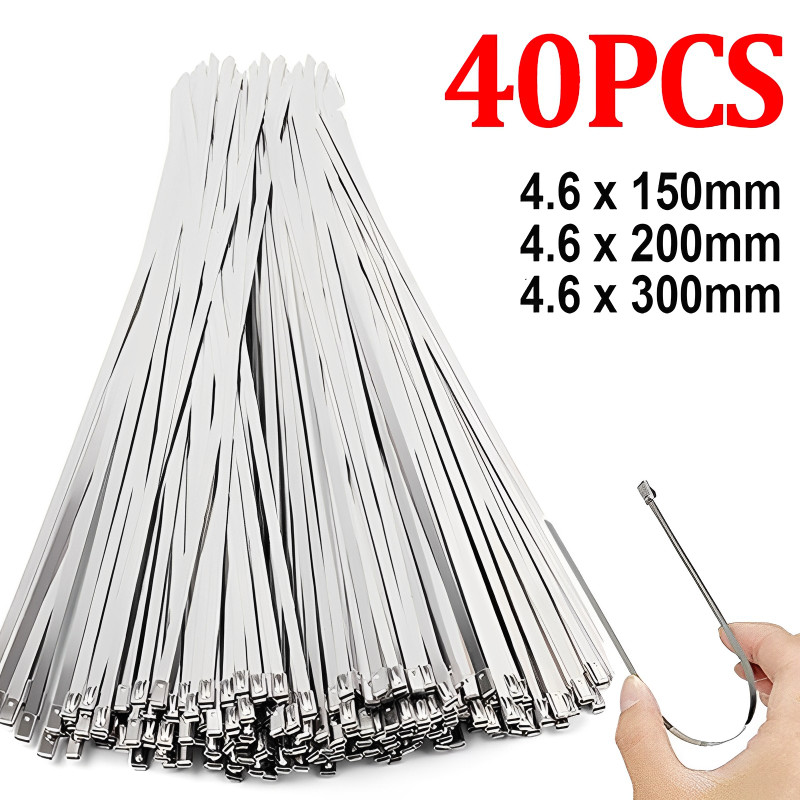 

Stainless Steel Cable Tie Reusable Self-Locking Cable Zip Tie Heavy Duty Metal Fastening Ring Hardware Organizer Wiring Supplies