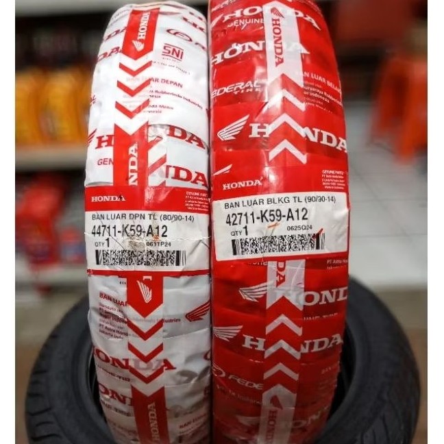 4 saudara - SEPASANG BAN ORIGINAL FEDERAL HONDA AHM K59 80/90-14 & 90/90-14 TUBLES UNTUK BEAT VARIO