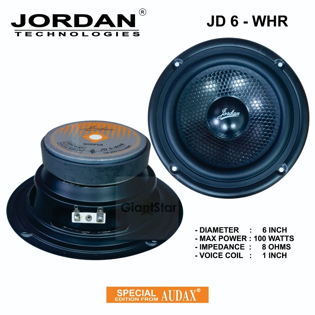 SPEAKER WOOFER AUDAX JORDAN 6in 6inch WOOFER JD 6 WHR 100 WATT ORIGINAL