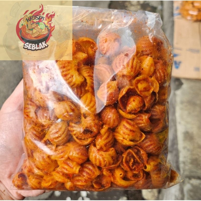 

Seblak krispi Makaroni Keong Pedas Asin Gurih Murah Meriah Mang Odod Riki Khas Cimahi Bandung