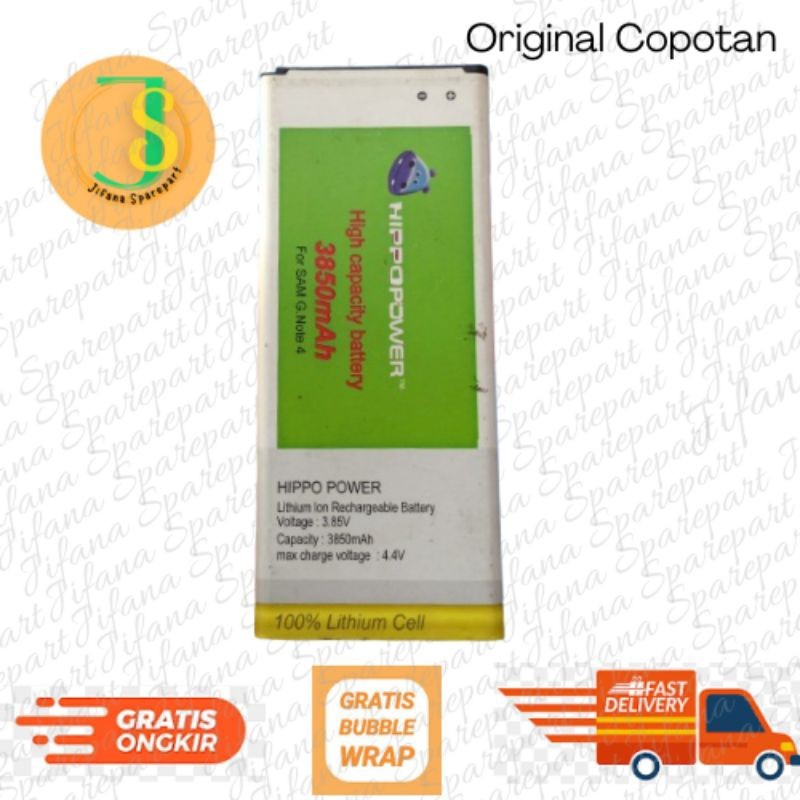 Baterai Hippo Untuk Samsung Galaxy Note 4 N910 3850 mAh Copotan