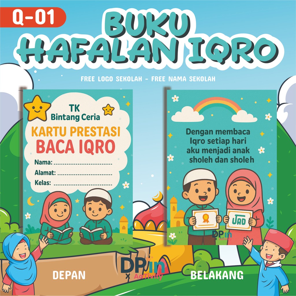 

Q01 - Custom Buku Hafalan Iqro Anak TK PAUD Custom Nama & Logo Sekolah Desain Lucu Edukatif Ukuran A6