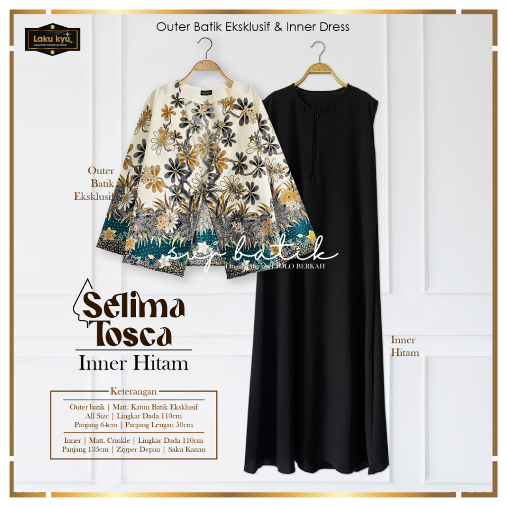 [LAPAKGROSIR] - Baju batik wanita setelan outer lengan panjang set inner dress crinkle tebal halus s