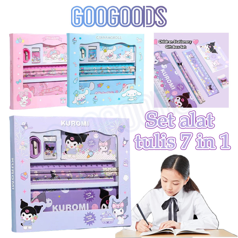 

GG Alat tulis Anak set Stationery Untuk Hadiah Anak Sekolah Motif Kareter Lucu / Alat Tulis Set Karakter kado notes kotak pensil rautan penggaris penghapus