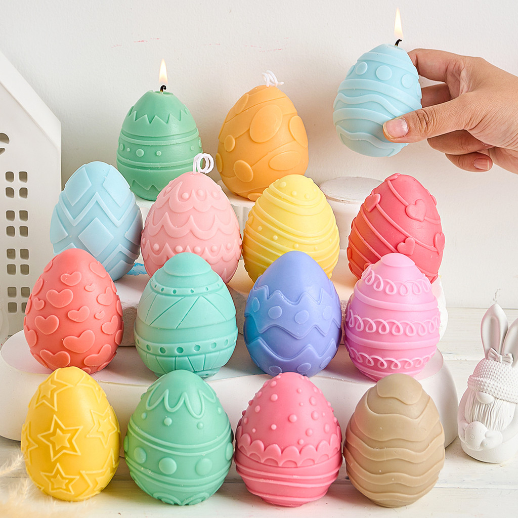 

Easter Eggs Silicone Candle Mold DIY Handmade 3D Embossment Egg Gypsum Aroma Candle Soap Making Supplies Easter Craft Gift Decor