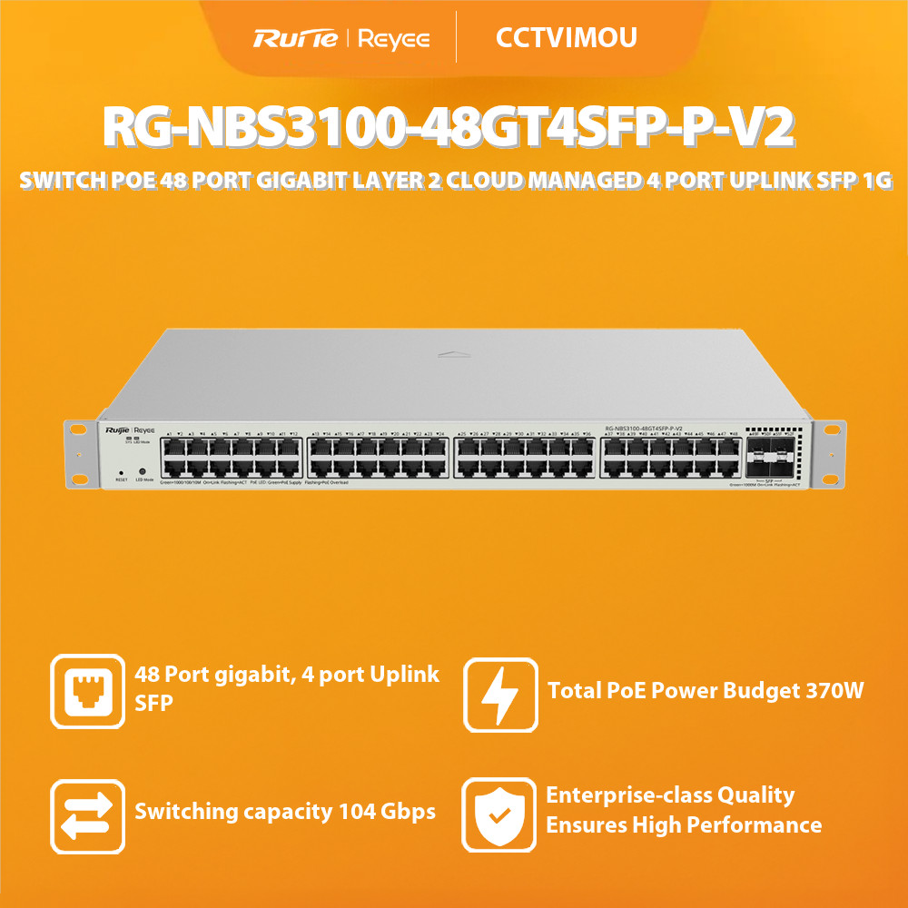 RUIJIE REYEE RG-NBS3100-48GT4SFP-P-V2 SWITCH POE 48 PORT GIGABIT LAYER 2 CLOUD MANAGED 4 PORT UPLINK