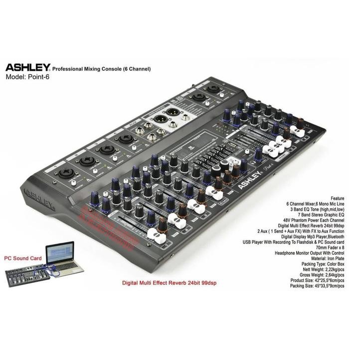 Mixer audio ashley point 6 original 6 channel point6 point-6