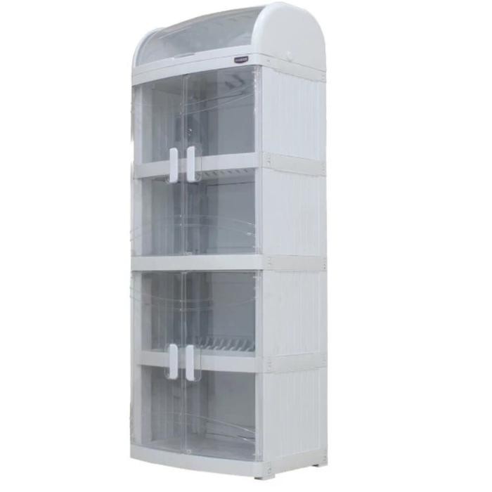 Naiba Lemari Rak Piring Plastik Dapur Nandos Transparan Minimalis - Bening (MWW)