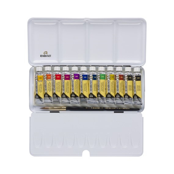 

Rembrandt Watercolour metal tin set Oxide Black Mixing/Dusk Colour Selection | 12 x 10 ml tubes