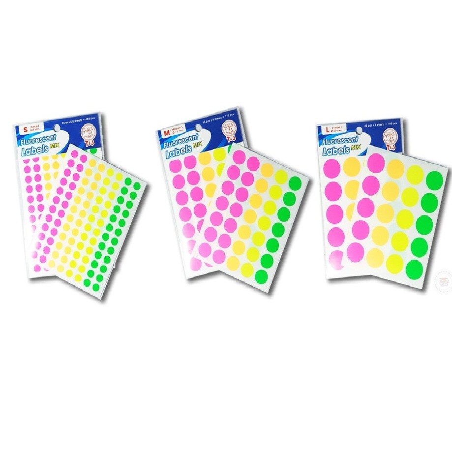 

TOM & JERRY - Label Fluorescent Mix Ukuran S/M/L Stiker Bulat