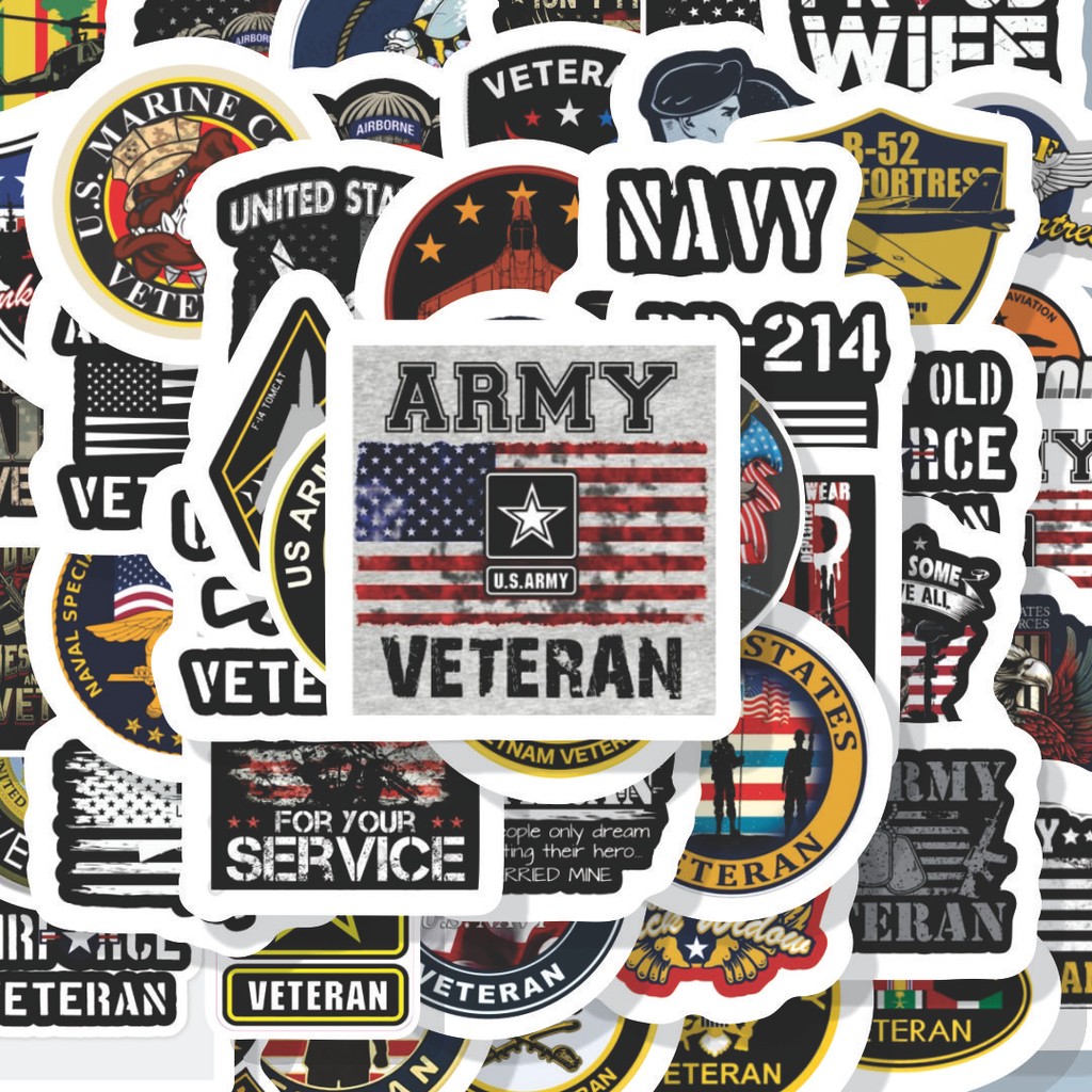 

100PCS Lucu Stiker US Veteran Stiker Aesthetic Stiker Anti Air Stikers Berperekat Waterproof sticker decal buat Motor Helm Buku Journal Koper Casing HP Laptop Botol Minum Hadiah anak