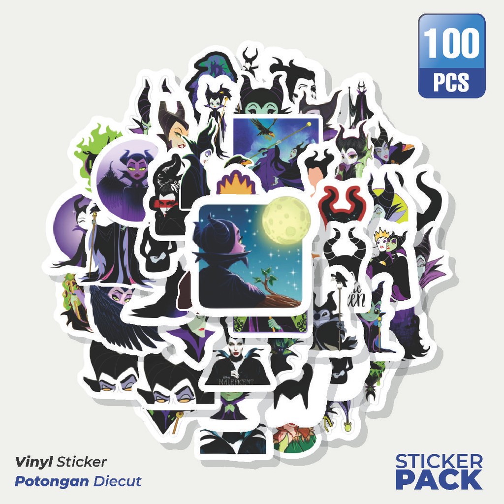 

Super Hemat! 100 PCS Stiker Kartun Maleficent Waterproof Aesthetic- Untuk Laptop, Motor, dan Helm - Paper Stationery Pack