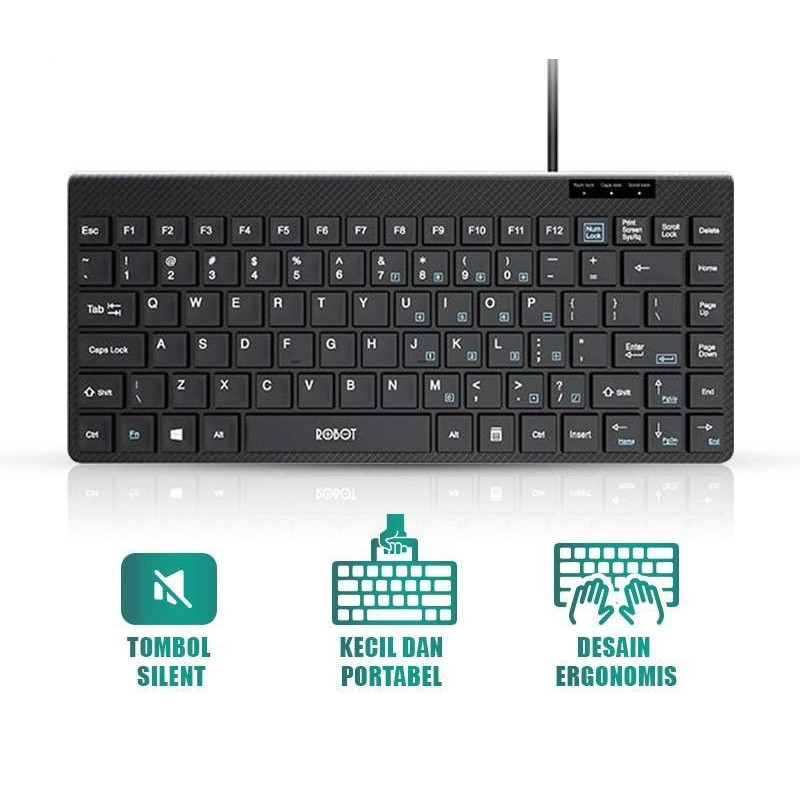 Keyboard Mini USB ROBOT RK10 / Mini Wired Keyboard Robot RK10